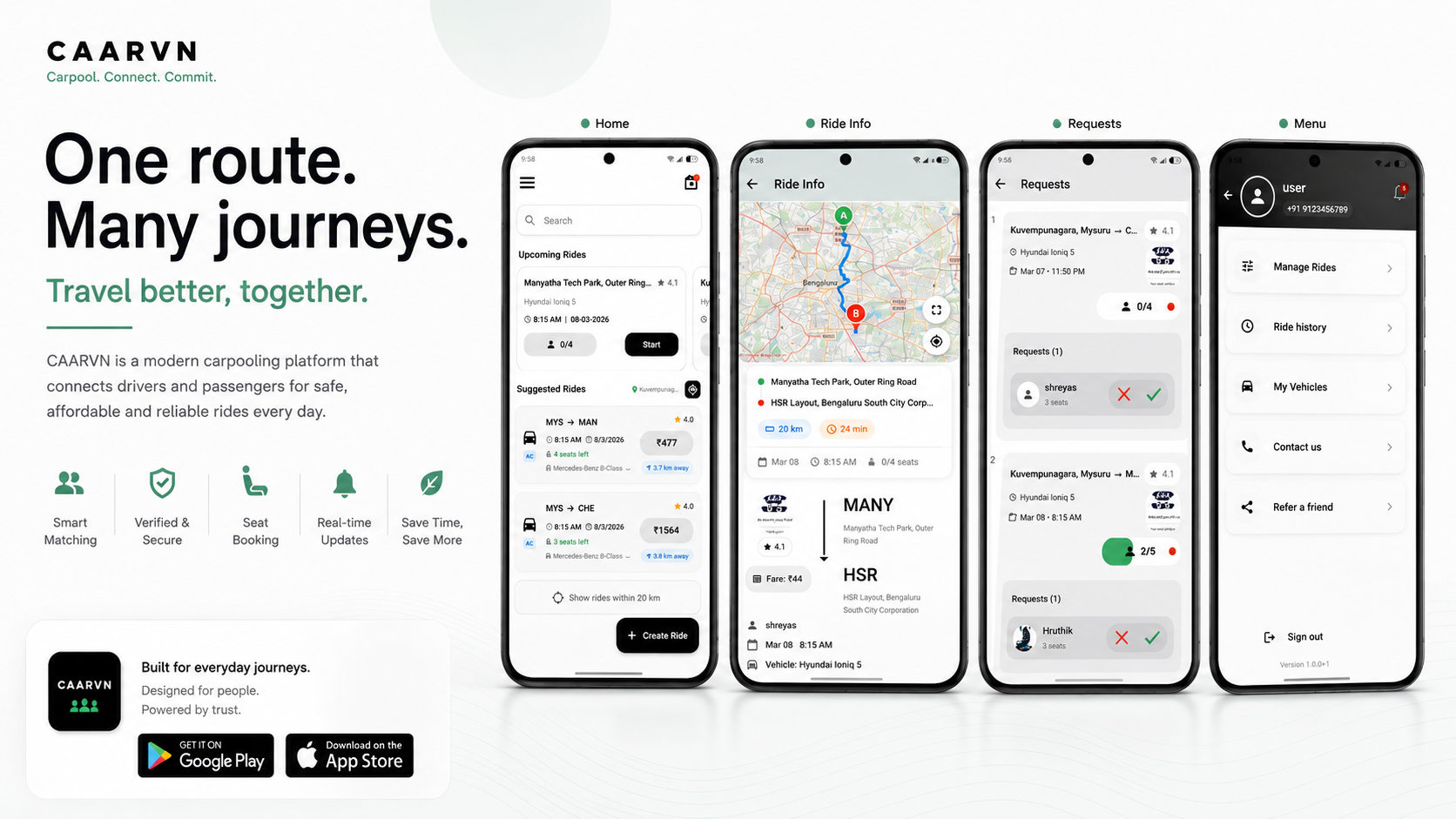 Caarvn Mobile Carpooling Platform